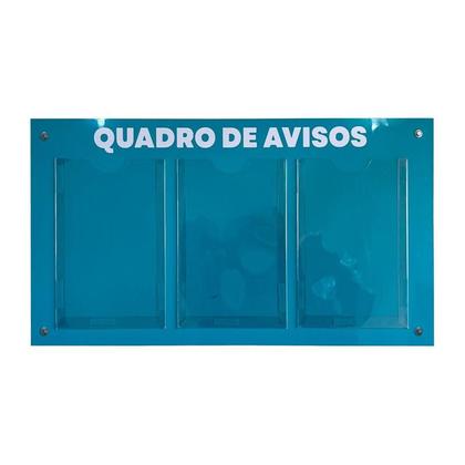 Imagem de Quadro Aviso Gestão Á Vista Informativo Mural Recados Lembrete Organização Empresa Parede Condomínio Academia 3 Displays A4 Acm Verde Turquesa
