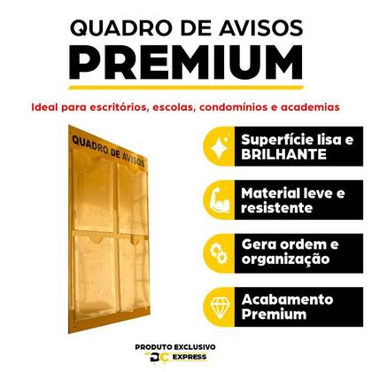 Imagem de Quadro Aviso Gestão Acm Amarelo C/4 Displays A4 Transparente