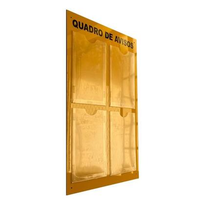 Imagem de Quadro Aviso Gestão Acm Amarelo C/4 Displays A4 Transparente