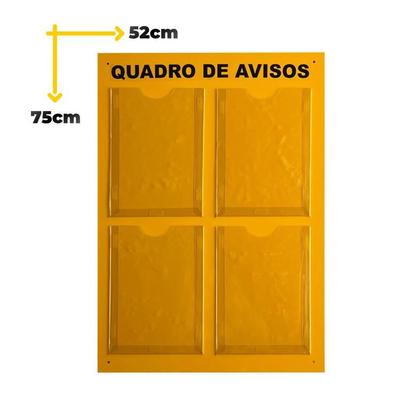 Imagem de Quadro Aviso Gestão Acm Amarelo C/4 Displays A4 Transparente
