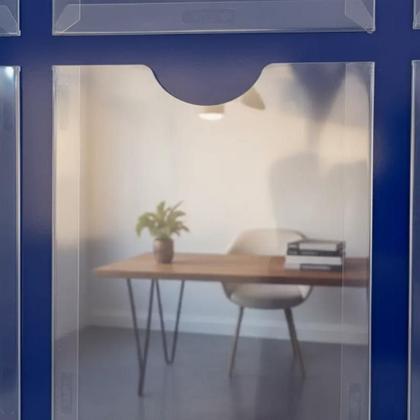 Imagem de Quadro Avisos Gestão Á Vista 8 Displays A4 ACM Azul Organização Profissional Painel Mural Recados Lembretes Parede Empresa Condomínio Academia