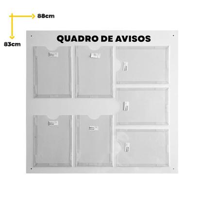 Imagem de Quadro Avisos Gestão Mural 7 Displays A4 ACM Branco