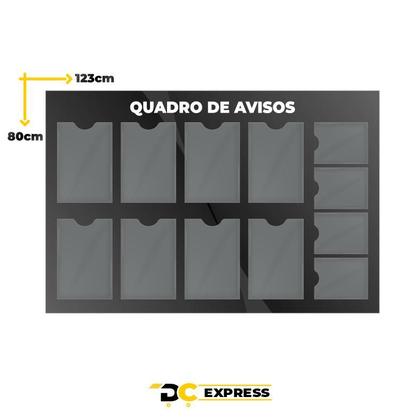 Imagem de Quadro Avisos Gestão Mural 8 Displays A4 e 4 A5 Acm Preto