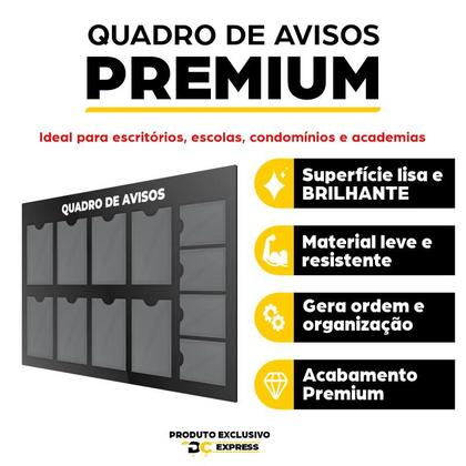 Imagem de Quadro Avisos Gestão Mural 8 Displays A4 e 4 A5 Acm Preto