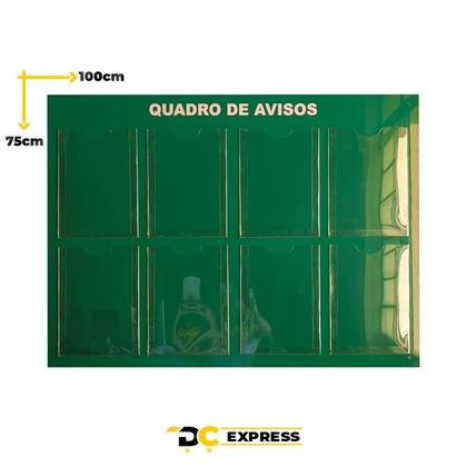 Imagem de Quadro Avisos Informativo Gestão 8 Displays A4 Acm Verde
