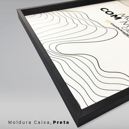 Imagem de Quadro Azul Linha Minimalista 60x30 Caixa Preto Moldura Caixa, Preta