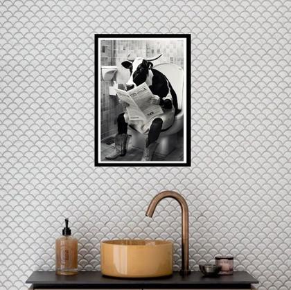 Imagem de Quadro Banheiro Coleção Animais - Vaca 24x18cm - com vidro