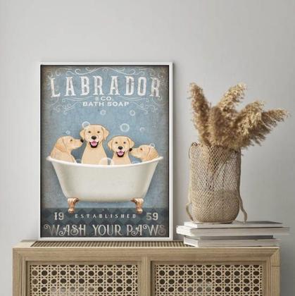 Imagem de Quadro Banheiro Vintage Labrador 24x18cm - com vidro
