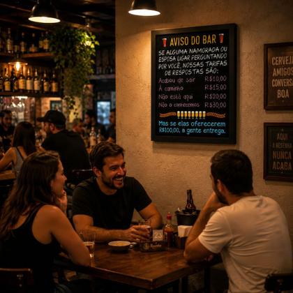 Imagem de Quadro Boteco "Aviso do Bar-Se alguma namorarada ou esposa"