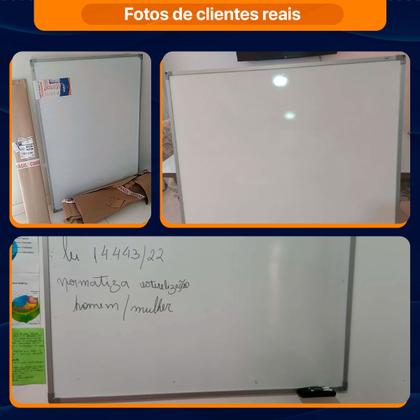 Imagem de Quadro Branco 120x90cm Lousa Branca Caneta Apagador Alumínio Soft  4 Marcadores  1 Apagador