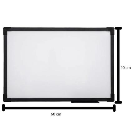 Imagem de Quadro branco 60x40 Stalo MDF com Moldura Preta Acompanha porta apgador