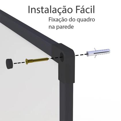 Imagem de Quadro branco 60x40 Stalo MDF com Moldura Preta Acompanha porta apgador