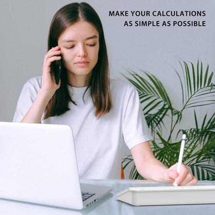 Imagem de Quadro branco de vidro de mesa TOWON com calculadora básica branca