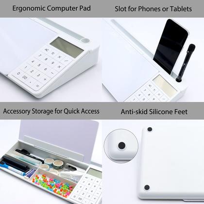 Imagem de Quadro branco de vidro de mesa TOWON com calculadora básica branca