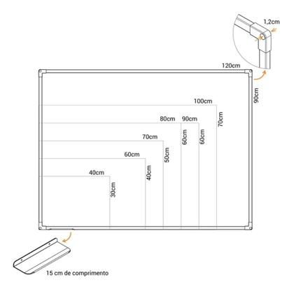 Imagem de Quadro Branco Stalo UV MDF Carvalho Soft, 060 X 040 cm
