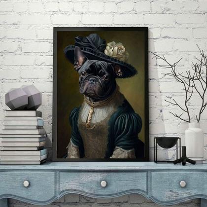 Imagem de Quadro Bulldog Francês Pretinha - Lady 33x24cm