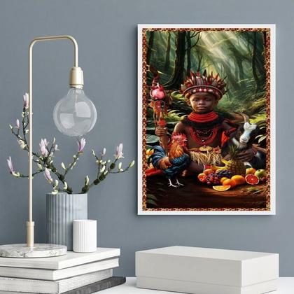 Imagem de Quadro Candomblé - Eleggua Ritual 33x24cm - com vidro