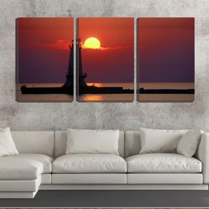 Imagem de Quadro canvas 68x126 silhueta de farol no mar