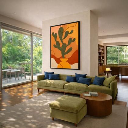 Imagem de Quadro Canvas Cacto e Jarro Amarelo 40x30cm Mold Branca