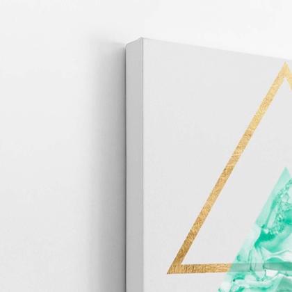 Imagem de Quadro Canvas Folhas E Formas Geométricas Triângulo 60X40Cm