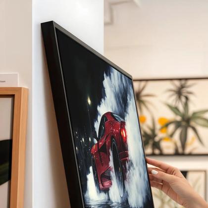 Imagem de Quadro Carro Vermelho Desafiando a Noite Urbana
