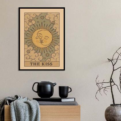 Imagem de Quadro Carta Tarot The Kiss - Sol e Lua 33x24cm - com vidro