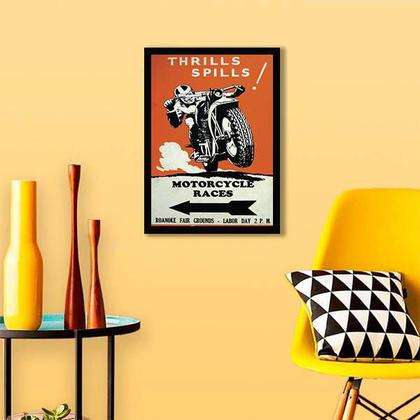 Imagem de Quadro Cartaz Retrô Motorcycle Races 33x24cm - com vidro