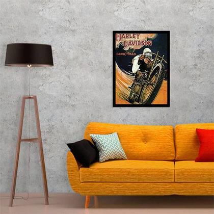 Imagem de Quadro Cartaz Vintage Harley Davidson 24x18cm - com vidro