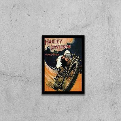 Imagem de Quadro Cartaz Vintage Harley Davidson 24x18cm - com vidro