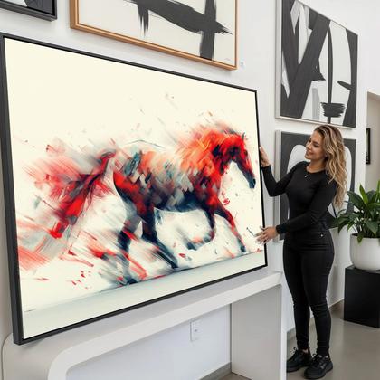 Imagem de Quadro Cavalo em Fuga Entre Cores Vibrantes