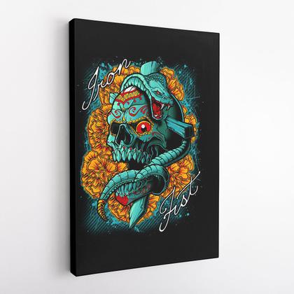 Imagem de Quadro Caveira Serpente Arte Desenho Canvas 60x40cm