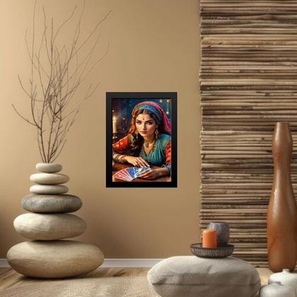 Imagem de Quadro Cigana Sarita - Baralho 24x18cm - com vidro