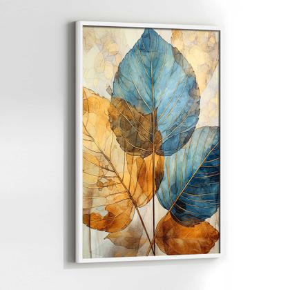 Imagem de Quadro com Moldura Folhas abstrato Moderno Lindo Decorativo Grande Sala Quarto Hall Escritório Cozinha Vertical