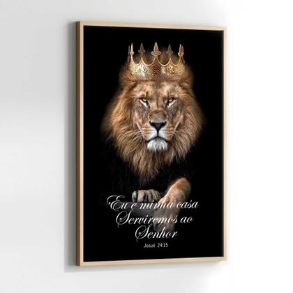 Imagem de Quadro com Moldura Leão de Judá Versículo Decorativo Grande Sala Quarto Hall