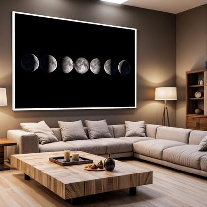 Imagem de Quadro com Moldura Sala Quarto Fases da Lua Decorativo Horizontal Grande Hall