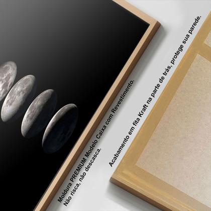 Imagem de Quadro com Moldura Sala Quarto Fases da Lua Decorativo Horizontal Grande Hall