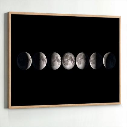 Imagem de Quadro com Moldura Sala Quarto Fases da Lua Decorativo Horizontal Grande Hall