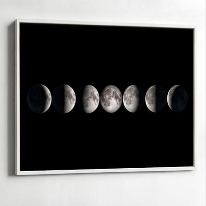 Imagem de Quadro com Moldura Sala Quarto Fases da Lua Decorativo Horizontal Grande Hall