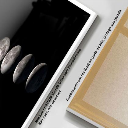 Imagem de Quadro com Moldura Sala Quarto Fases da Lua Decorativo Horizontal Grande Hall
