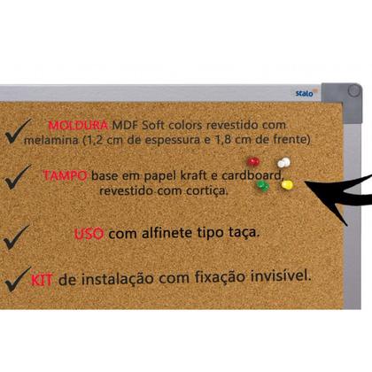 Imagem de Quadro Cortiça Aviso Fotos Mural 60X40cm Mold Alumínio Stalo