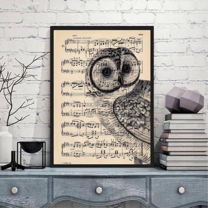 Imagem de Quadro Coruja Com Partitura 33X24Cm - Com Vidro