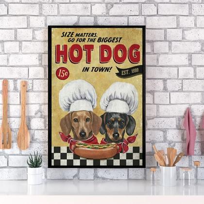 Imagem de Quadro Cozinha Dachshund - Hot Dog 33x24cm