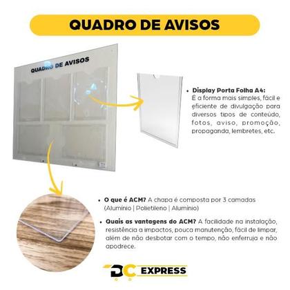 Imagem de Quadro De Aviso 5 Displays A4 PS Cristal 3mm Transparente