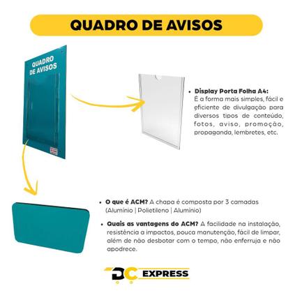 Imagem de Quadro De Aviso e Gestão 1 Display A4 ACM Verde Turquesa