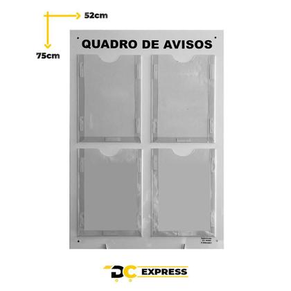 Imagem de Quadro De Aviso E Gestão Em Acm C/4 Displays A4 Transparente