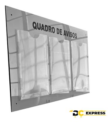 Imagem de Quadro De Aviso Gestão Acm Com 3 Displays Acrílicos Para A4