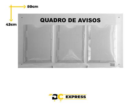 Imagem de Quadro De Aviso Gestão Acm Com 3 Displays Acrílicos Para A4