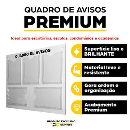 Imagem de Quadro de Aviso, Gestão, Informativo Premium 5 Displays A4 em Acrílico e ACM Branco Organização Moderna e Durabilidade Superior. Versátil.
