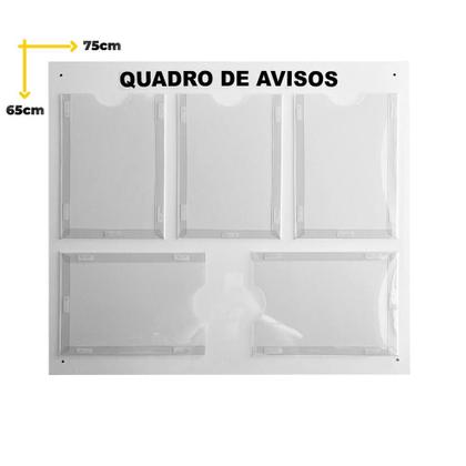 Imagem de Quadro de Aviso, Gestão, Informativo Premium 5 Displays A4 em Acrílico e ACM Branco Organização Moderna e Durabilidade Superior. Versátil.