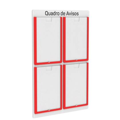 Imagem de Quadro De Avisos Basic Com 4 Displays Transparentes e Bordas Coloridas